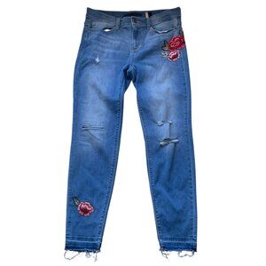 SP Black Label Distressed Floral Embroidered Skinny Jeans SZ 31